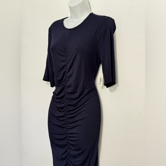 Daily Ritual Jersey Ruched Front Half-Sleeve Dress in Navy Blue Size Large - Picture 10 of 14